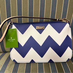 Kate Spade Navy and White Chevron Clutch